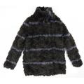 NEXT Womens Black Striped Overcoat Coat Size 8 - Faux Fur Coat