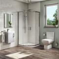 900mm Quadrant Shower Suite with Grey 400mm Wall Hung Vanity Unit Toilet & Tray - Ashford