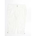 NEXT Womens White Cotton Cargo Shorts Size 12 L17 in Regular