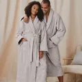 The White Company Unisex Cotton Classic Robe Extra Small Grey