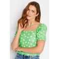 Lts Tall Green Floral Print Linen Blend Top 24 Lts | Tall Women's Day Tops