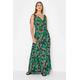 Lts Tall Green Tropical Print Shoulder Tie Maxi Dress 24 Lts | Tall Women's Maxi Dresses