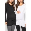 2 Pack Tall Maternity Black & White Long Sleeve Tshirt 16 Lts | Tall Women's Maternity Tops