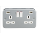 KnightsBridge Metal Clad 13A 2G Switched Socket with Dual USB Charger (2.4A)