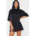 Petite Black Oversized Organic T Shirt Dress