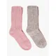 totes Cashmere Blend Ankle Socks, Pack of 2, Grey/Pink