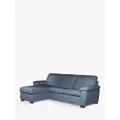 John Lewis Camden LHF Storage Chaise End Leather Sofa Bed, Dark Leg