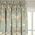 Morris & Co. Strawberry Thief Pair Lined Pencil Pleat Curtains, Duck Egg