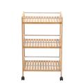 LivingandHome Living and Home 3 Tier Kitchen Trolley Serving Cart On Wheels - Natural