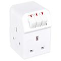 Masterplug 3 Socket 13 Amp Fused Individually Switched Multisocket Adaptor - White