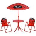 Outsunny Folding Picnic Table Chair Set in Ladybird Design