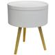 Techstyle Drum Retro Wood Tray Top End Table / Bedside Table White / Natural