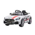 RICCO Mercedes Benz GTR AMG Licensed 6V 7A Battery Powered Kids Electric Ride On Toy Car - White