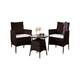 Comfy Living 3pc Rattan Bistro Set, 2 Chairs & Coffee Table w/Cover Brown