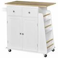 HOMCOM Kitchen Island Storage Cabinet w/ Wood Top