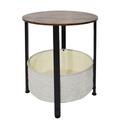 FWStyle Round Table With Canvas Storage Basket