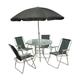 Kingfisher 4 Person Textoline Garden Furniture Patio Set 4 Chairs And Parasol