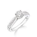 Love DIAMOND 18ct White Gold Claw Set 70 Point Diamond Ring with Diamond Set Shoulders, One Colour, Size P, Women