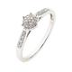 Love DIAMOND 9 Carat White Gold 10 Point Diamond Cluster Ring With Diamond Set Shoulders, Size P, Women