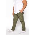 Inside Leg Size 32", Waist Size 58 Mens Badrhino Big & Tall Khaki Green Stretch Cargo Trousers Big & Tall