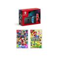 Nintendo Switch Neon Console With Mario Kart 8 & New Super Mario Bros U Deluxe