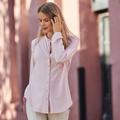 Long Sleeve A-Line Cotton Modal Tunic, Women, size: 10-12, regular, Pink, Cotton Modal, by Lands' End