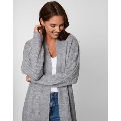 Threadbare Women's Grey Cable Knit Cardigan