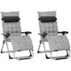 Outsunny 2 Piece Reclining Zero Gravity Chair Folding Garden Sun Lounger with Cushion Headrest Light Grey