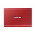 Samsung Portable SSD T7. SSD capacity: 500 GB. USB connector: USB Type-C USB version: 3.2 Gen 2 (3.1 Gen 2). Read speed: 1050 MB/s Write speed: 1000 MB/s. Password protection Product colour: Red