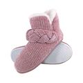 Dunlop Womens - Ladies Knitted Warm Fleece Plush Slippers Boots/Booties in Grey Fairisle and Pink Cord Styles - Size 7 (UK Shoe)