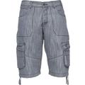 Enzo Mens Cargo Combat Denim Shorts - Grey Cotton - Size 48 (Waist)