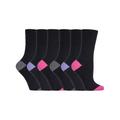 Gentle Grip Womens - 6 Pairs Ladies Non Elastic Socks - SOLRP07HT - Black Cotton - Size UK 4-8