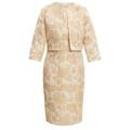 Gina Bacconi Womens Emeline Jacquard Sheath Dress And Bolero - Beige - Size 14 UK