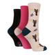 Wildfeet Womens Wild Feet - 3 Pack Ladies Animal Themed Fun Novelty Socks for Gift - Beige Cotton - Size UK 4-6.5
