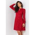 Roman Lace Sparkle Swing Dress in Red