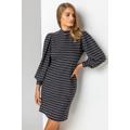 Roman Shimmer Stripe High Neck Dress in Multi - Size 14