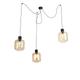 Design hanging lamp black with amber glass 3-light 226 cm - Qara