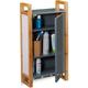 Bathroom Hanging Cabinet, Wall Cabinet with Bamboo Frame & 3 Hooks, Bath Cupboard, hwd 58 x 31.5 x 15 cm, Dark Grey - Relaxdays