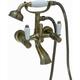 Enki - Downton, BT0810 Wall Mounted Bath Shower Mixer Tap with White Ceramic Levers Antique Bronze