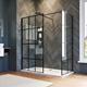 ELEGANT 1000mm Walk in Shower Door Wet Room, 800mm Side panel, Reversible Shower Screen Panel 8mm Safety Glass, Matte Black Walkin Shower Enclosure