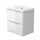 Bathroom Sink Unit with Basin White 2 Soft Close Drawers Wall Mounted Bathroom Suite with Vanity Unit - 500mm Gloss White (Type b) - White