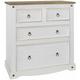 Corona - White Pine Chest of 4 Drawers Two Tone Solid Mexican Wood 2+2 Drawers - White