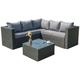 Outdoor Rattan Garden Furniture 5 Seater Corner Sofa Patio Set With Cover Black - black