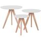 Modern 3 Piece Set Coffee Table Oak Wood White Vegas - Light Wood