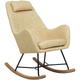 Modern Transitional Comfy Fabric Rocking Chair Wooden Skates Yellow Arrie - Black