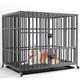 Extra Large Heavy Duty Pet Dog Cage Strong Metal Crate Kennel Playpen with Wheels & Tray, Extra Large42 inch