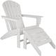 Tectake - Garden chair with footstool in an Adirondack design - sun lounger, garden lounger, plastic garden chair - white/white - white/white