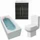 Bathroom Suite 1800mm Single Curved Bath Toilet Basin Sink Vanity Unit Charcoal - White