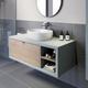 Bathroom Wall Hung Vanity Unit Sink Cabinet Wash Basin Storage Drawer 1100mm -RH - Grey