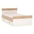 Kaas Wooden Single Bed With Drawer In White High Gloss And Oak
